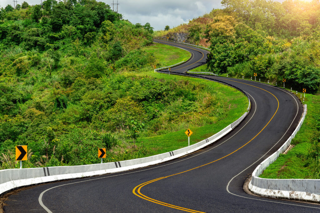 Road no.3 or sky road over top of mountains with green jungle in