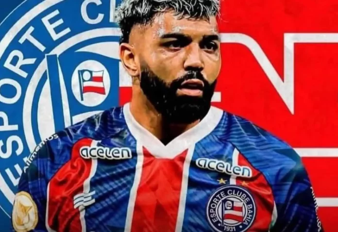 Imagem ilustrativa de Gabigol com a camisa do Bahia