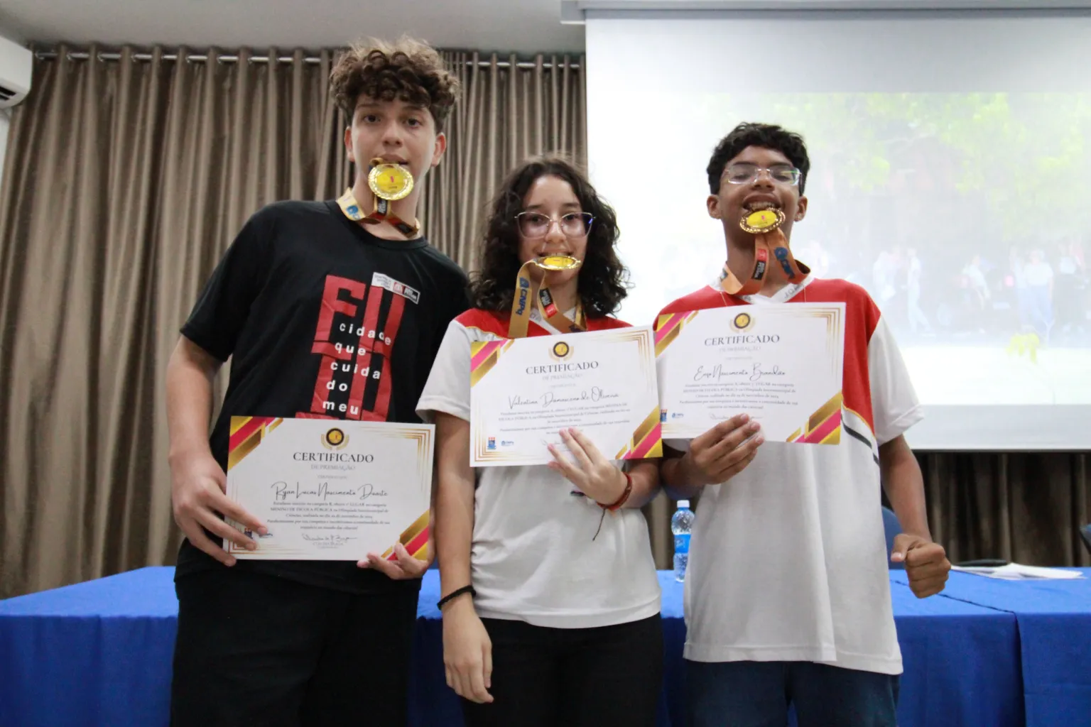 Alunos vencedores da Olimpíadas de Ciências da UFPB. Foto>: Gilberto Firmino/Secom-JP