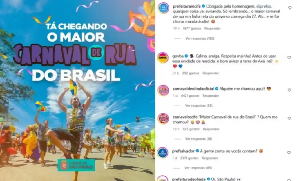 Cidades do Nordeste se unem para 'zoar' carnaval de São Paulo. Foto: Reprodução/Instagram