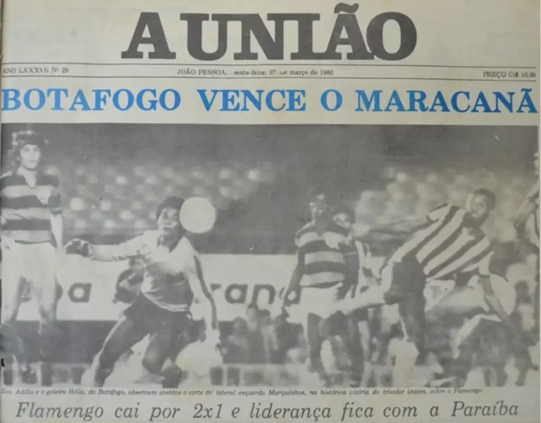 Capa do jornal A União sobre a vitória do Botafogo-PB contra o Flamengo. Foto: Reprodução.