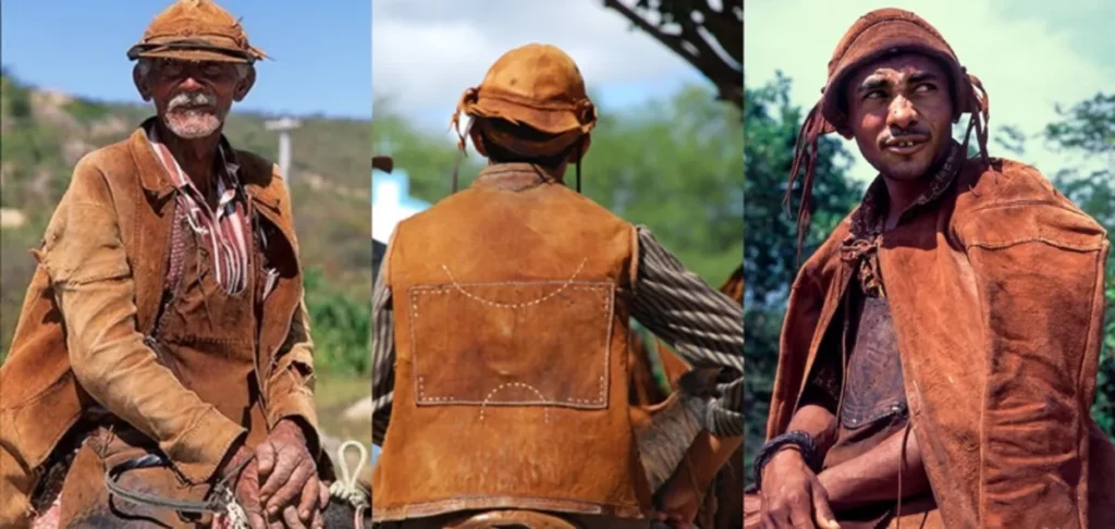 homem vestido com roupa de couro para o trabalho na caatinga