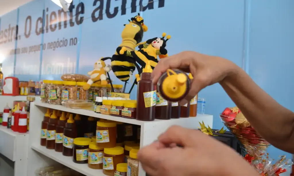 Feira sebrae com artesanto em detalhe