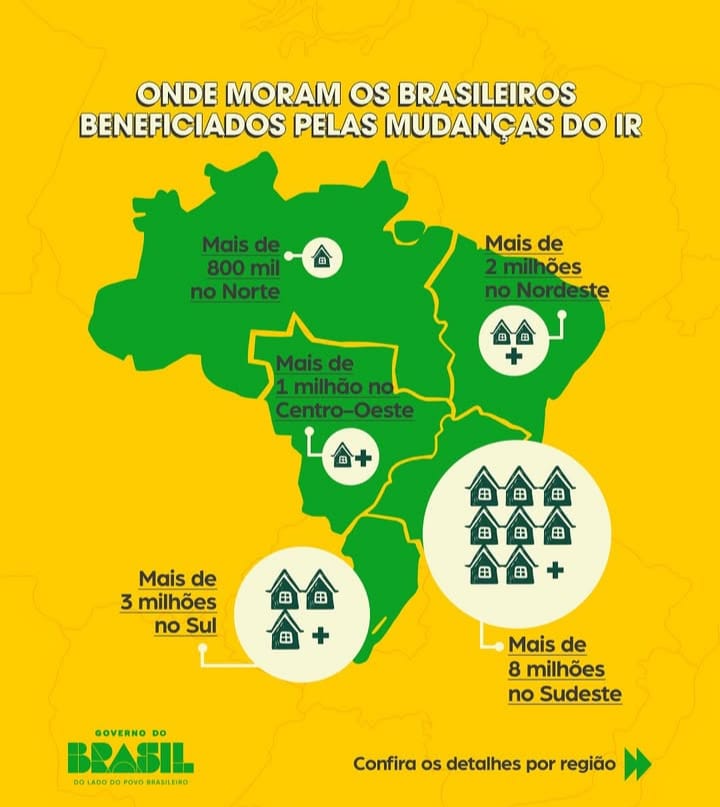 Mapa da isenção do Imposto de Renda