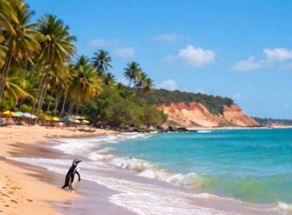 pinguim na areia da praia