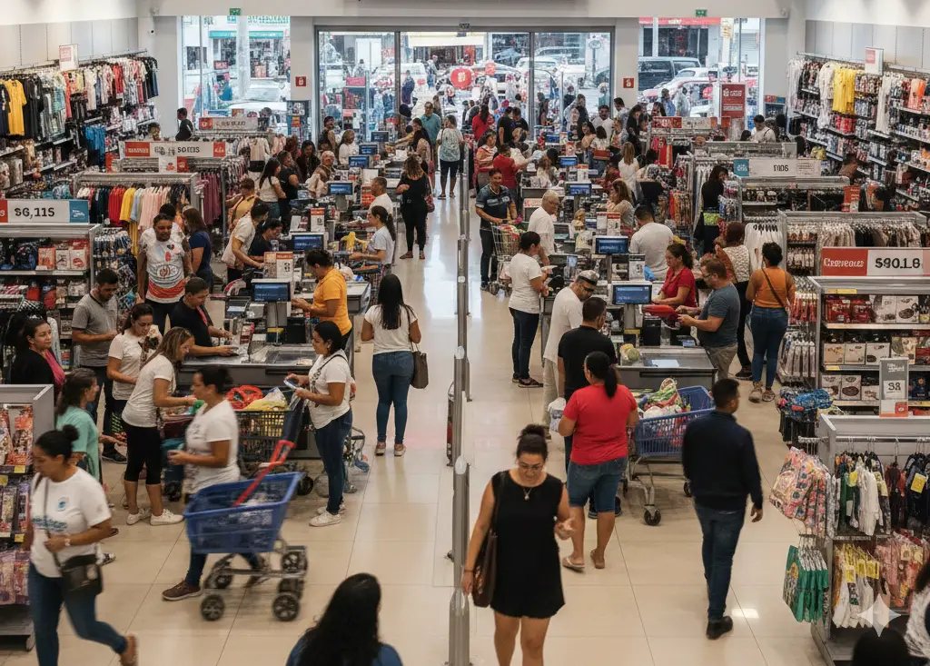 pessoas em supermercado foto IA