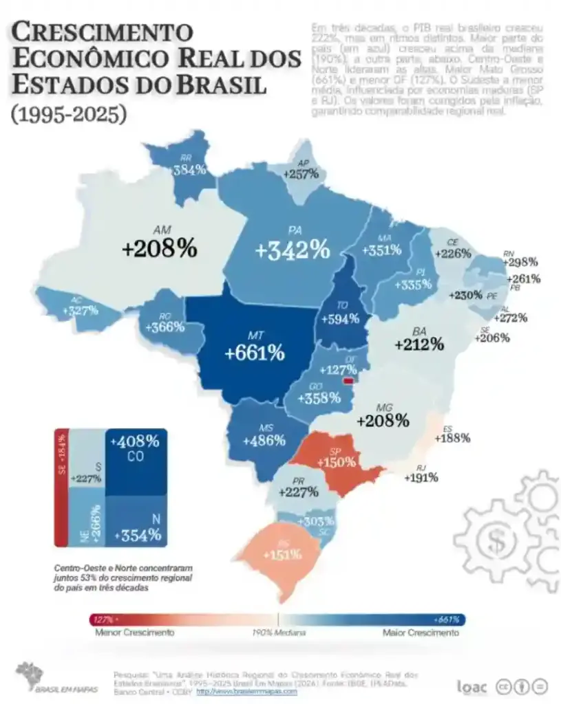 Crescimento dos estados. Imagem_ Brasil em Mapas