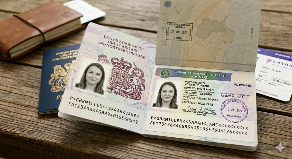 passaporte com visto foto IA