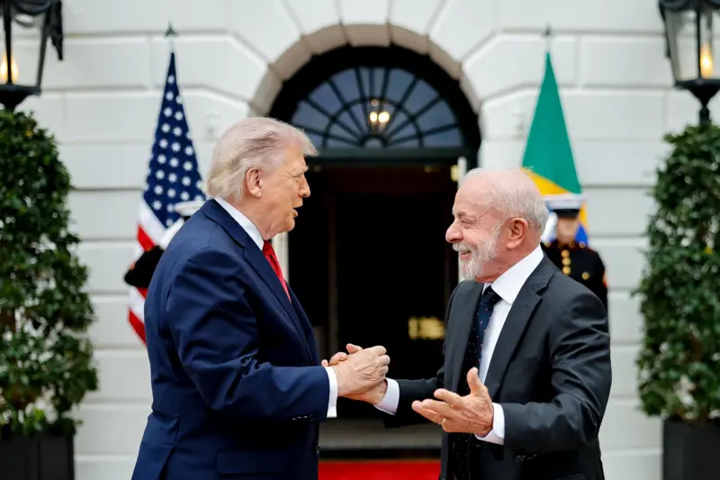 Lula e o Trump durante encontro nesta quinta na Casa Branca (Foto Ricardo Stuckert PR)