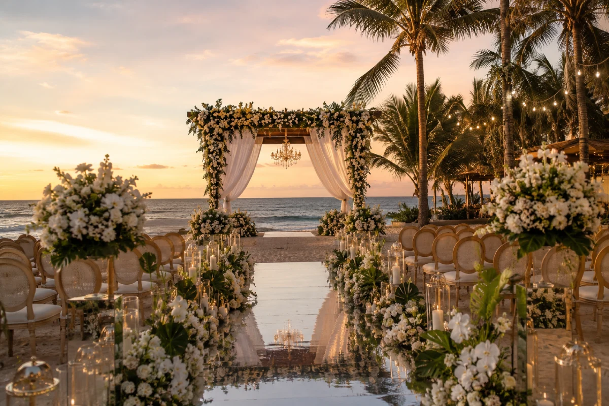 estrutura de casamento na praia
