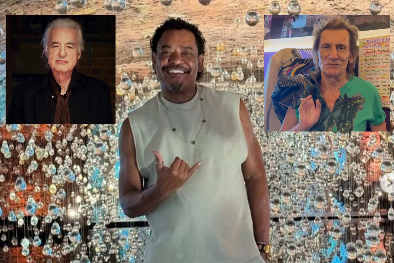 Jimmy Page, Ron Wood e Compadre Washington. Imagem: Reprodução Instagram