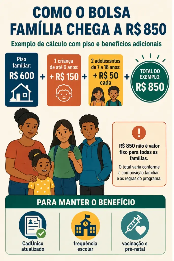 Infográfico Bolsa Família. Imagem ilustrativa de IA