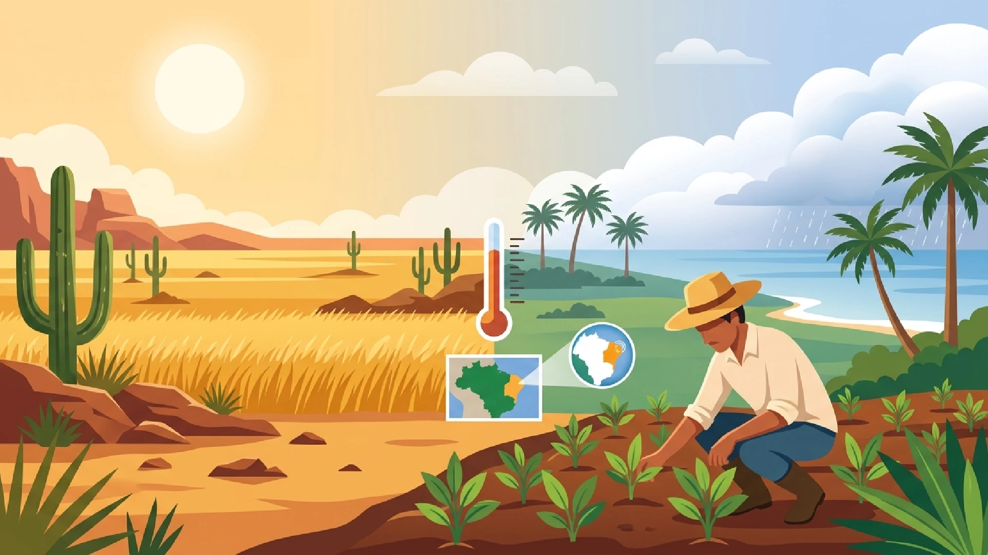Tempo no Nordeste. Imagem ilustrativa de IA