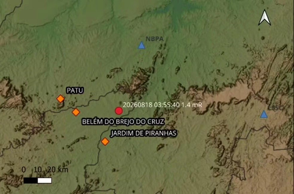 Tremor de terra no sertão da Paraíba  Foto UFRN