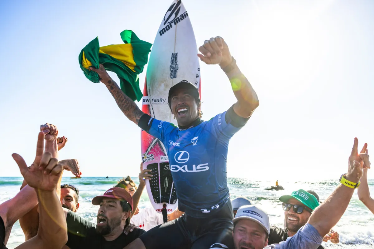 Miguel na sua comemoração Foto WSL Pat Nolan