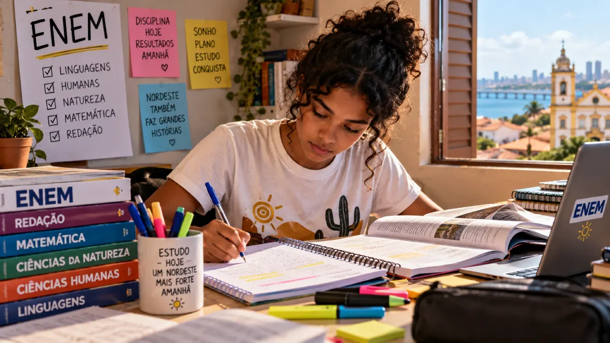 Estudante se preparando para o ENEM IA NE9