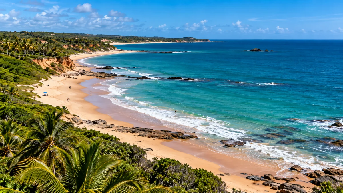 praia tranquila no nordeste para ano novo montagem IA NE9